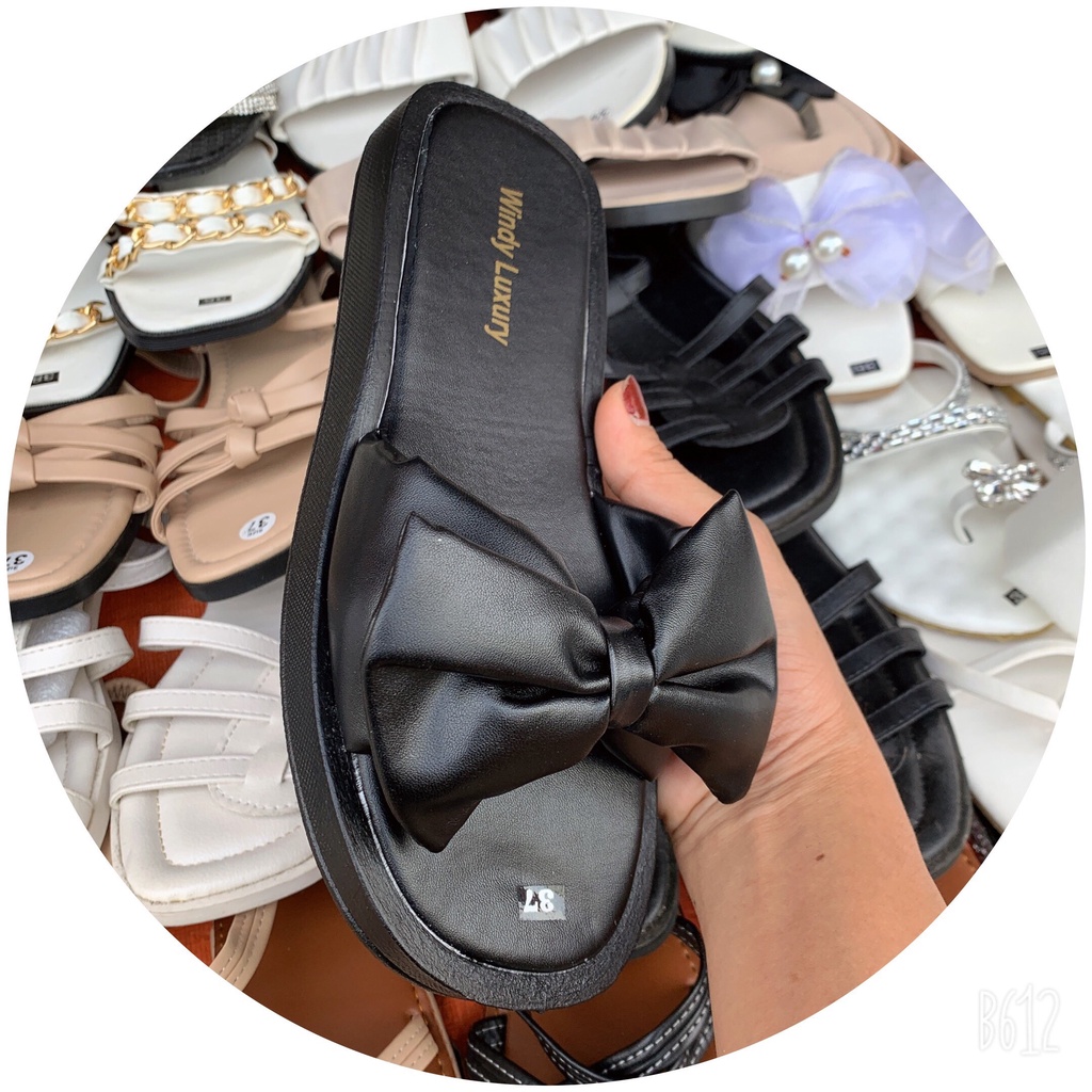 dép nữ phối nơ siêu nhẹ cute cho phái nữ