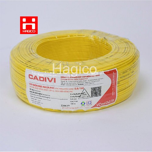 Dây điện đôi dây cáp điện Cadivi VCmd 2x0.75 2x24