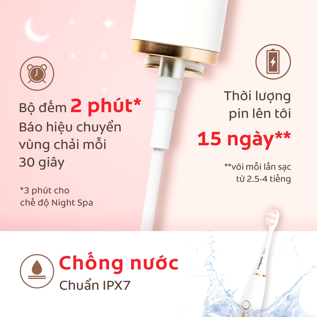 Bộ 2 Bàn chải điện Colgate trắng sáng răng công nghệ sóng âm với 33 chế độ chăm sóc nướu