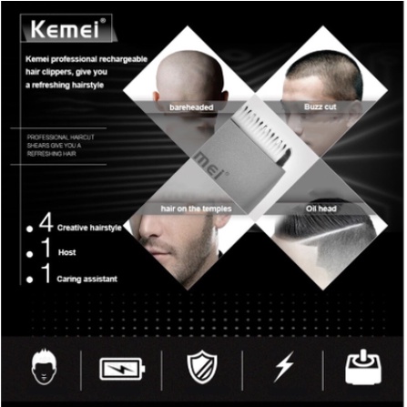 HÀ NỘITông đơ cắt tóc chuyên nghiệp không dây, sạc  nhanh  lưỡi gốm Kemei 1245 - Hàng chính hãng