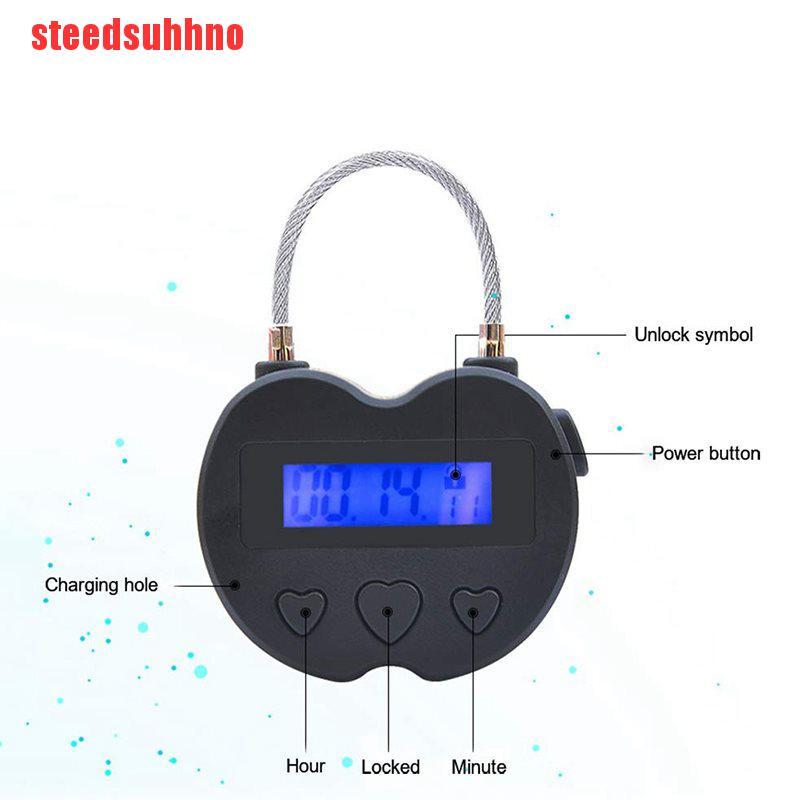 {steedsuhhno}Smart Time Lock LCD Display Time Lock Multifunction Travel Electronic Timer