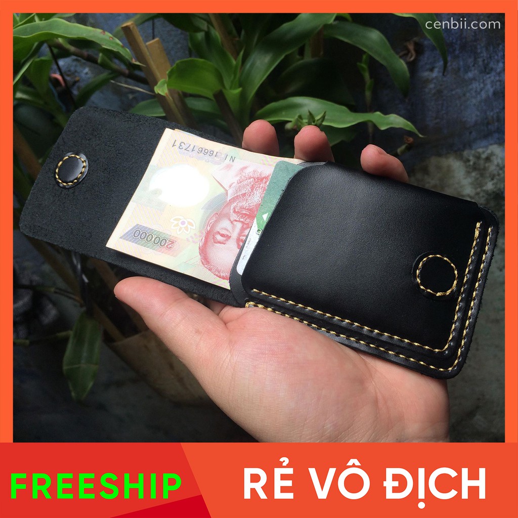 Ví bóp mini, bóp da nam Mỹ đen