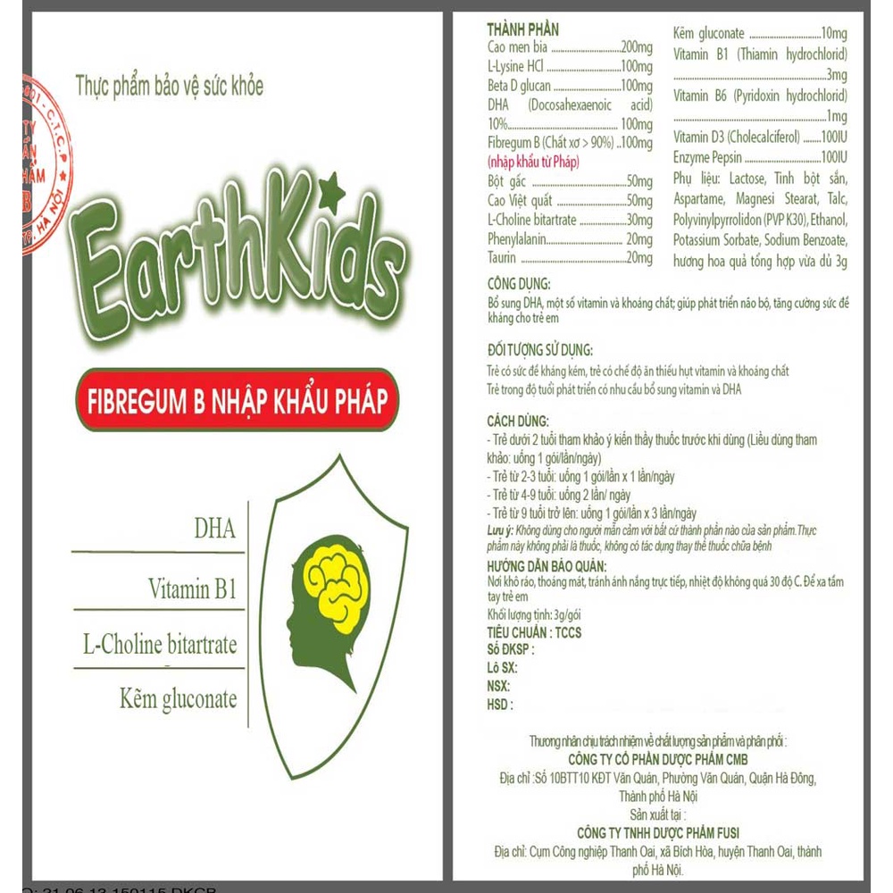 Cốm EarthKids, hỗ trợ tăng cường sức đề kháng cho trẻ em, bổ sung DHA
