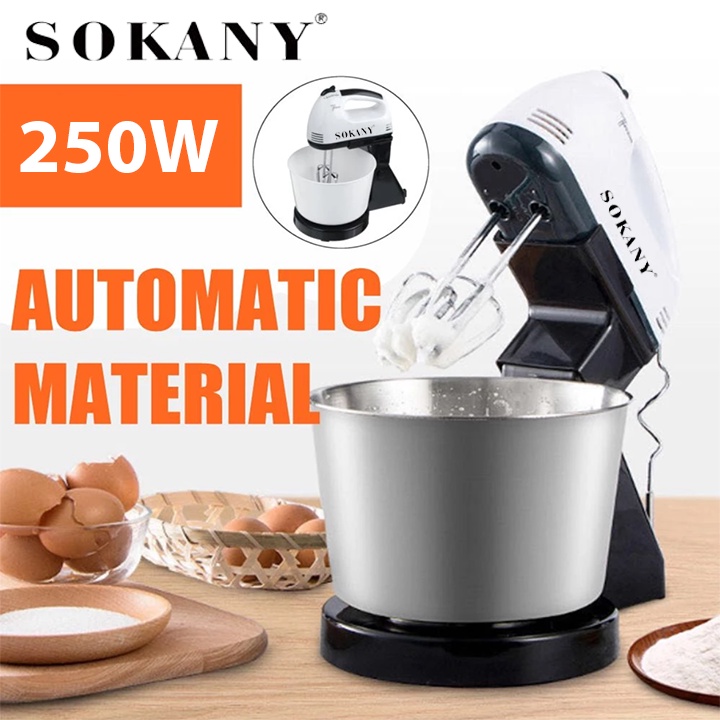 Máy đánh trứng để bàn, máy nhào trộn bột đa năng chính hãng SOKANY [BH 2 Tháng]