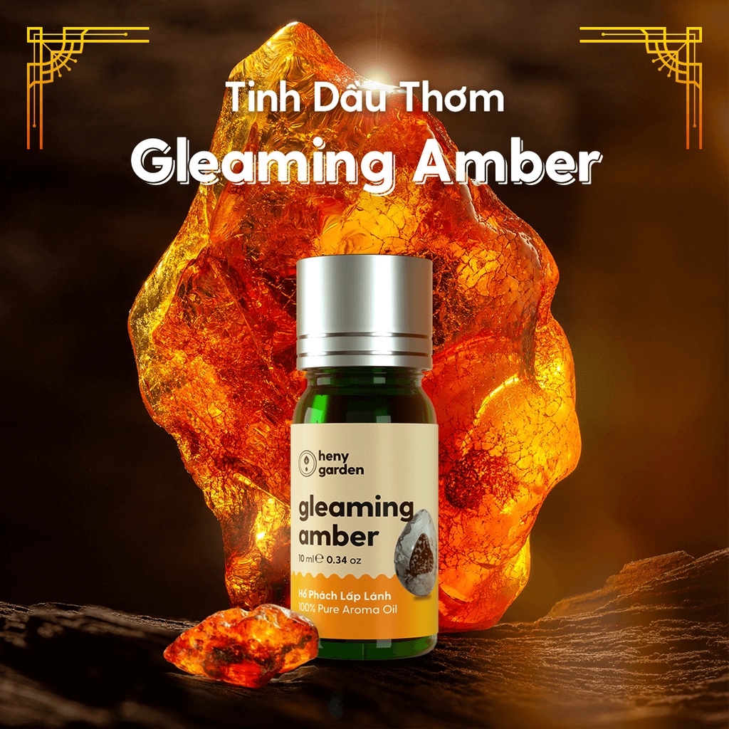 Tinh Dầu Phối Hương Gleaming Amber (Gỗ Ngọt) Xông Thơm Phòng, Làm Nến Thơm Thiên Nhiên Heny Garden 10mL