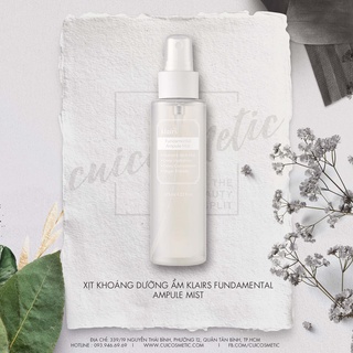 Xịt Khoáng Dưỡng Ẩm, Làm Dịu Da, Chống Oxy Hóa Klairs Fundamental Ampule Mist 125ml