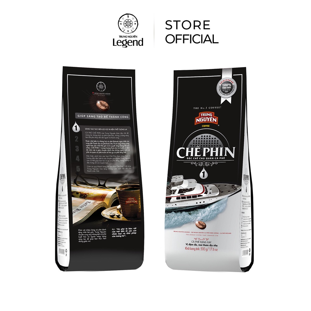 Combo 2 Bịch Cà phê Rang Xay - Chế Phin 1 - Trung Nguyên Legend - 500gr - Culi, Robusta