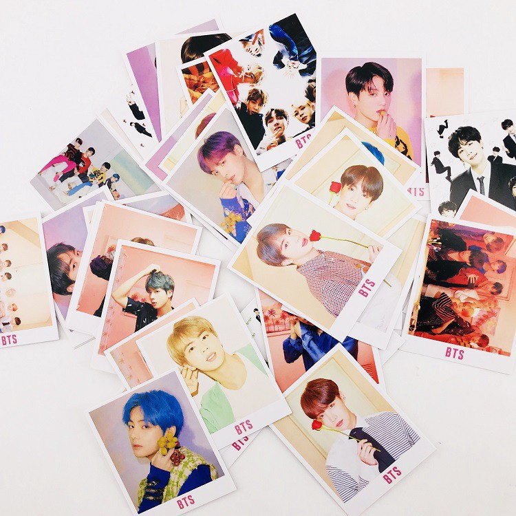 Lomo bts nền hoa hồng bộ ảnh hộp 30 ảnh thẻ hình nhóm nhạc idol Hàn quốc