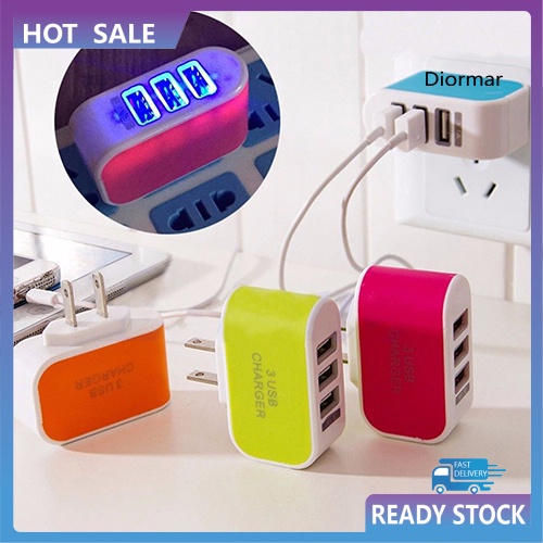 Ổ cắm sạc chia ba cổng usb có đèn led tiện lợi