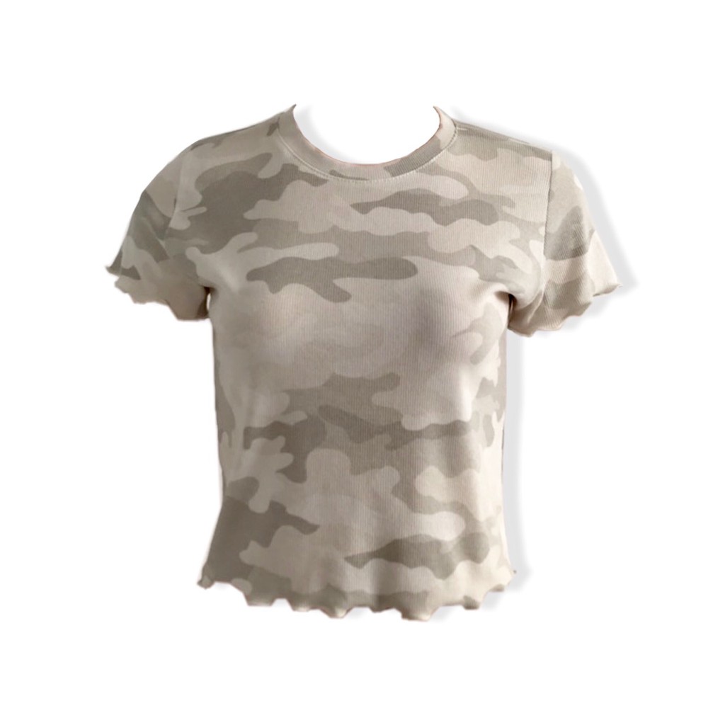 Áo croptop xoăn lai thun bo gân