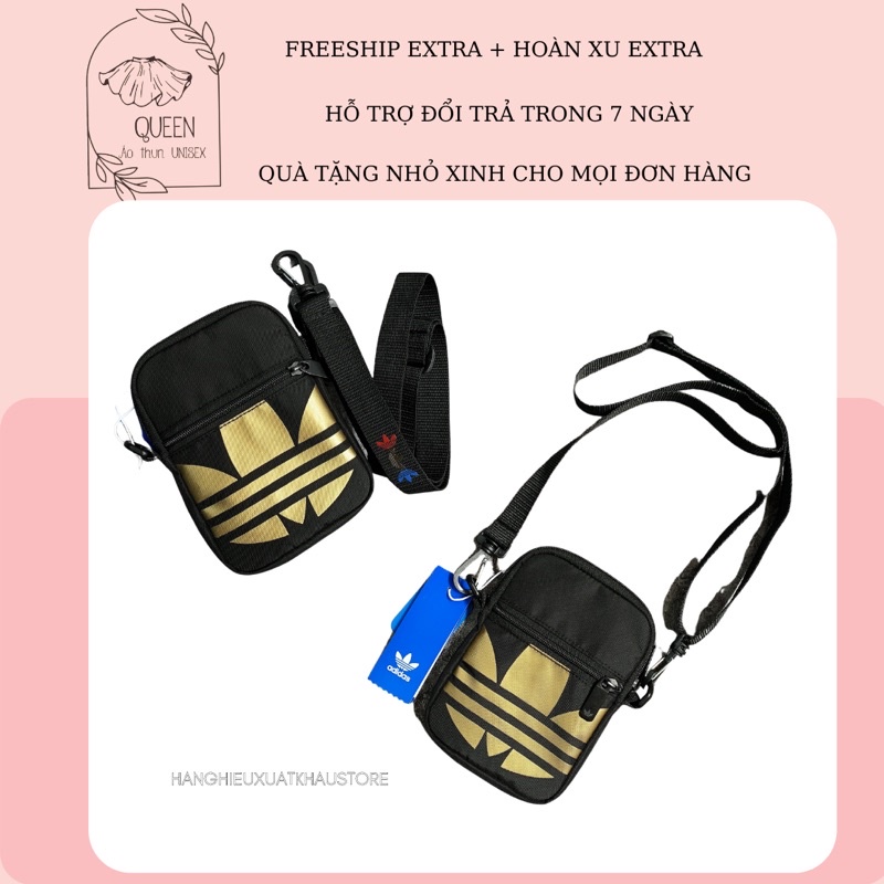 ❌Xuất Xịn ❌ túi mini B105 BIG TREFOIL FESTIVAL BAG BLACK/GOLD FT8198