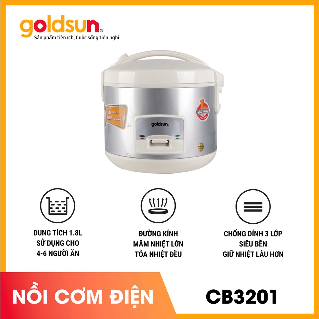 Nồi cơm điện Goldsun 1.2L CB3201