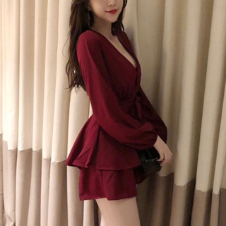 Đầm đỏ đô tầng tay dài (kèm hình thật)