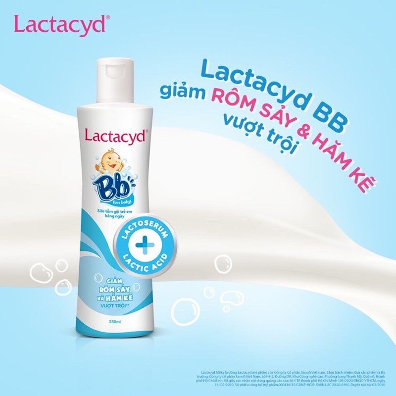 Sữa tắm gội cho bé Lactacyd BB (Lactacid bb giảm rôm sảy, hăm kẽ)