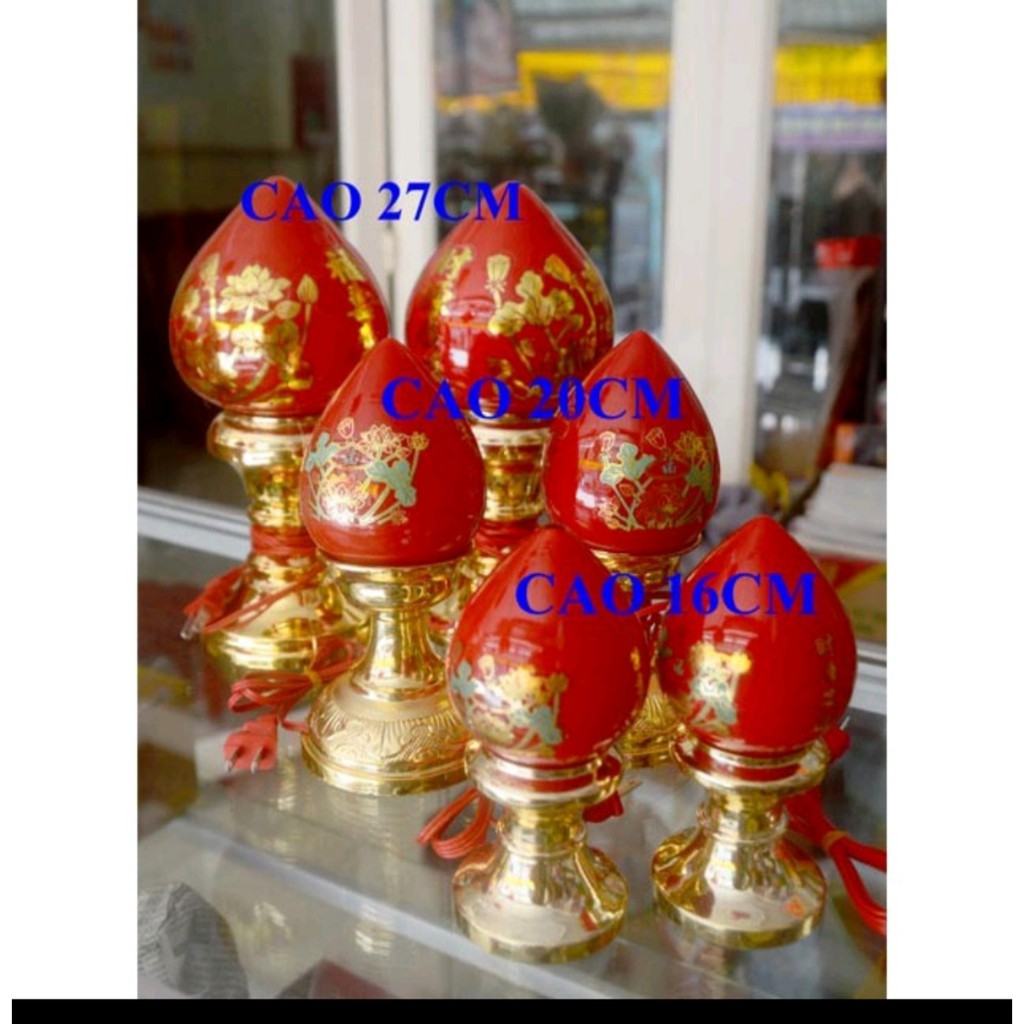 Bộ 2 đèn thờ hình trái đào-có sẳn bóng đèn