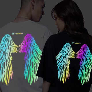 Áo phản quang đen trắng Hình Cánh Thiên Thần  [FREESHIP] Áo unisex, áo thun nam nữ đen trắng from rộng, vải cotton xịn