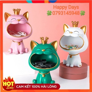 Tượng mèo đựng bánh kẹo, chìa khóa, tượng mèo trang trí, tượng trang trí phòng khách.