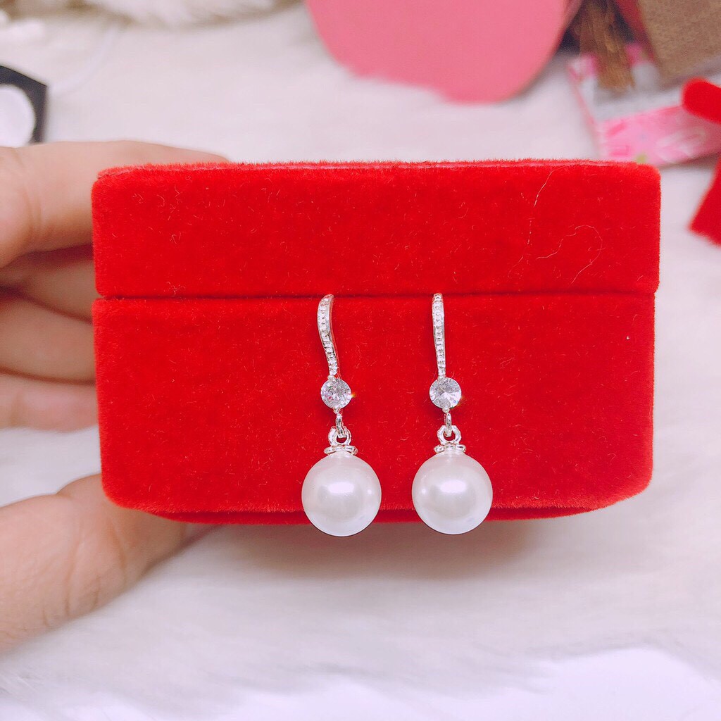 Bông tai móc câu đính đá nhỏ LINH'S MIU SILVER Bông tai bạc ta