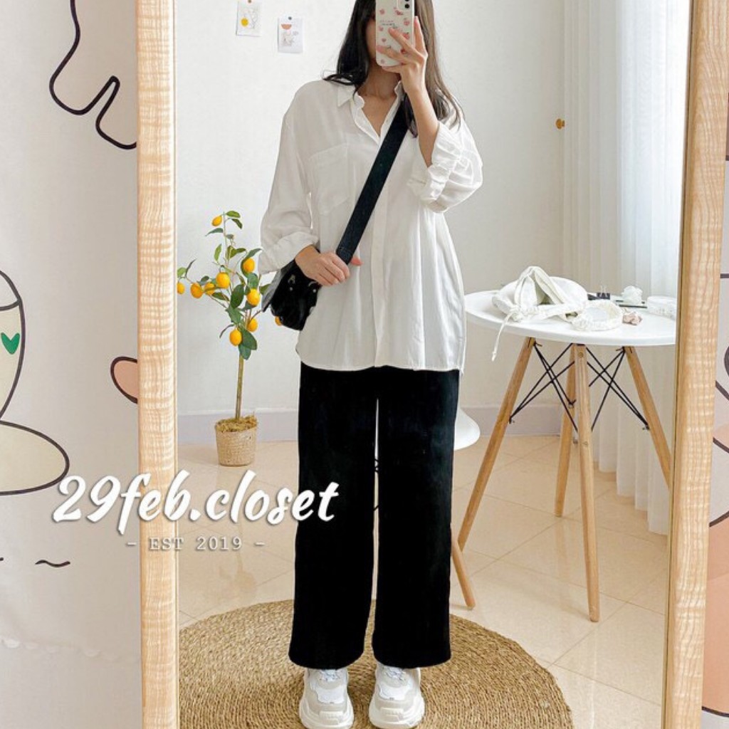 Áo sơmi trắng nữ, áo sơmi lụa Hàn có cổ bẻ, mix túi trước ngực cực xinh cho các nàng