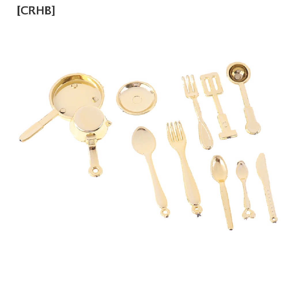 [CRHB] 1Set 1:12 Dollhouse Mini Pot Shovel Fork Spoon Tableware Kitchen Cookware Decor Hot Sell