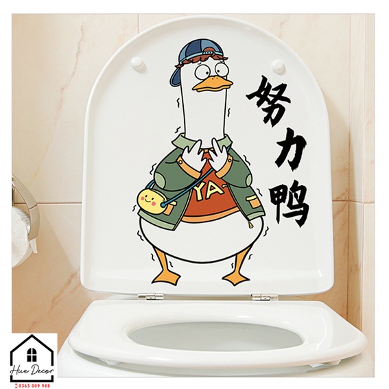 Trang trí toilet bồn cầu dân chơi Vịt hài hước sẵn keo , siêu bền