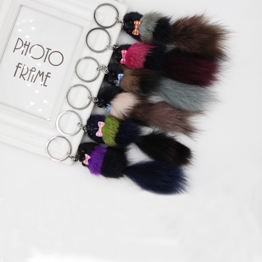 Móc khoá lông cáo siêu đẹp_lông mịn_ thơm treo balo móc khoá xe