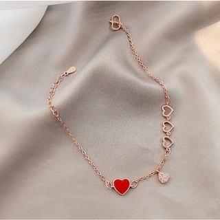 Vòng đeo tay trái tim đỏ dễ thương dành cho nữ