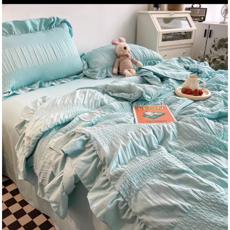 Set Chăn Ga Đũi Nhăn Mềm, Set Chăn Hè - Nhiều Màu Sắc ( shinbedding)