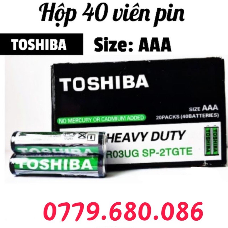 [1 hộp 40 viên] 1 Hôp Pin Tiểu, Pin Nhí AAA Toshiba - dùng cho remote