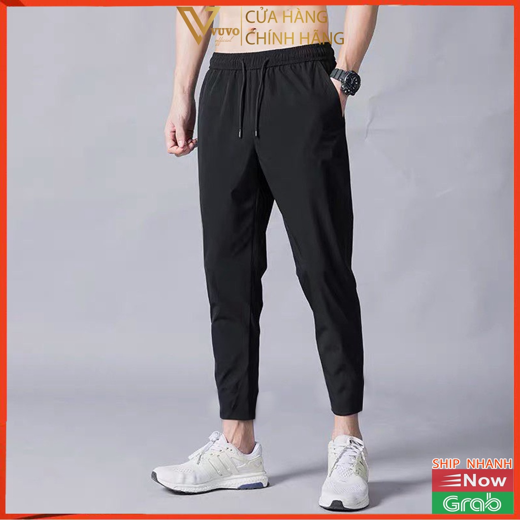 Quần Jogger Nam Dài Thể Thao Chất Umi Hàn Quốc Cao Cấp Co Dãn Dáng Lửng Baggy Màu Đen