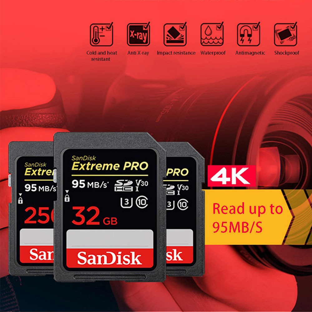 Thẻ Nhớ Sandisk 32gb Sd C10 U3 V30 95mb / S Read 90mb / S Write 4k Uhd Cho Máy Ảnh