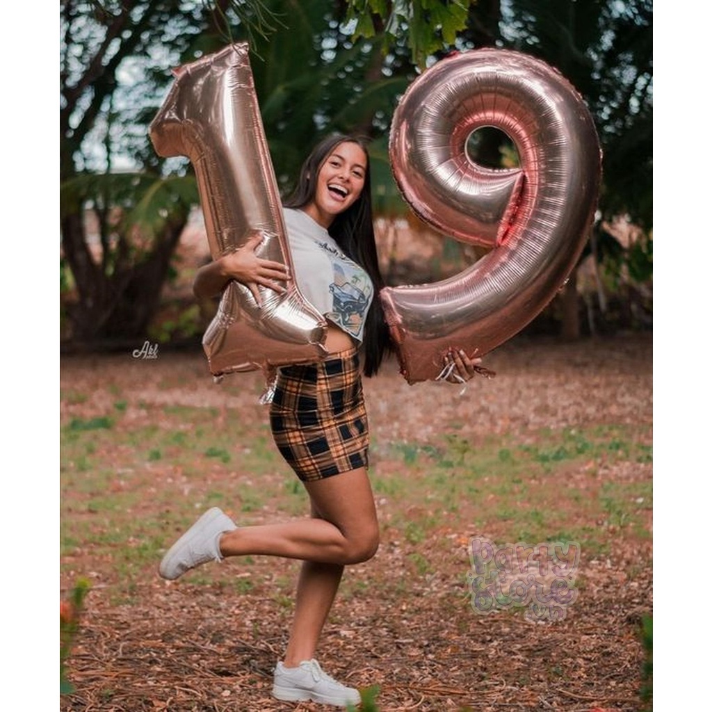 Bóng số tuổi màu rose gold cỡ to size 70 cm, 32 inch trang trí sinh nhật, happy birthday