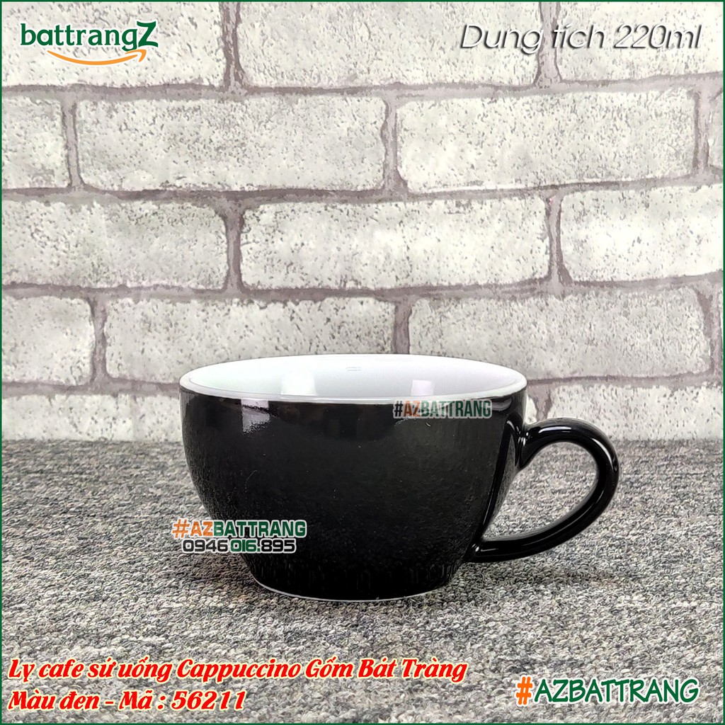 Ly tách sứ uống cafe pha máy Cappuccino màu đen Gốm Bát Tràng