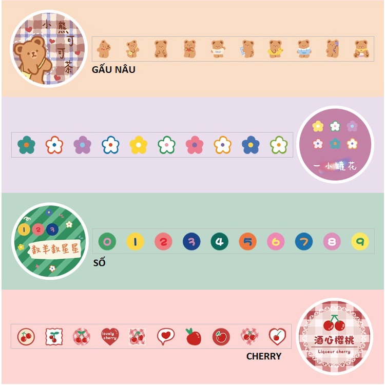 Cuộn washi tape 100 miếng dán stickers trang trí sổ tay