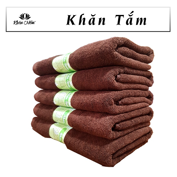 Combo 5 khăn tắm Lớn Dày 100% cotton mềm mại thấp hút nước siêu tốt, nhuộm hoạt tính không ra màu không xổ lông