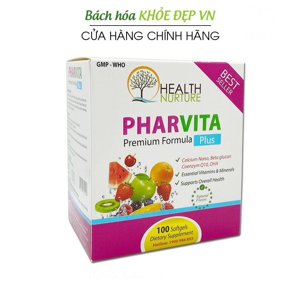 Vitamin tổng hợp Pharvita Plus bồi bổ cơ thể, tăng sức đề kháng - 100 viên [Pharvita Plus vỉ trắng 100 viên]