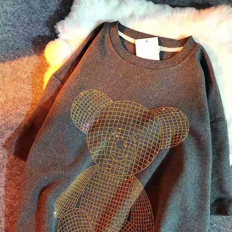 Áo thun nữ tay ngắn dáng rộng in hình gấu dễ thương