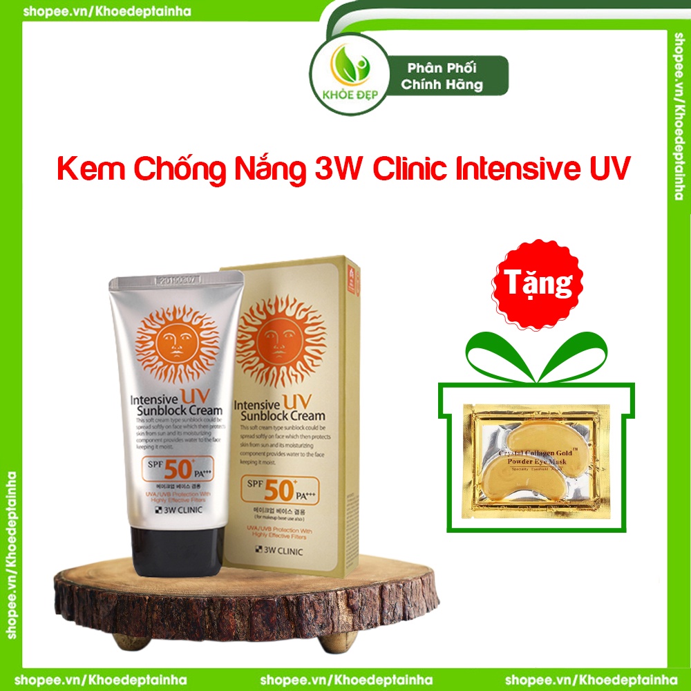 Kem chống nắng, kem chống nắng dưỡng ẩm, chống nắng 3W CLINIC INTENSIVE UV SUNBLOCK CREAM SPF50 PA+++