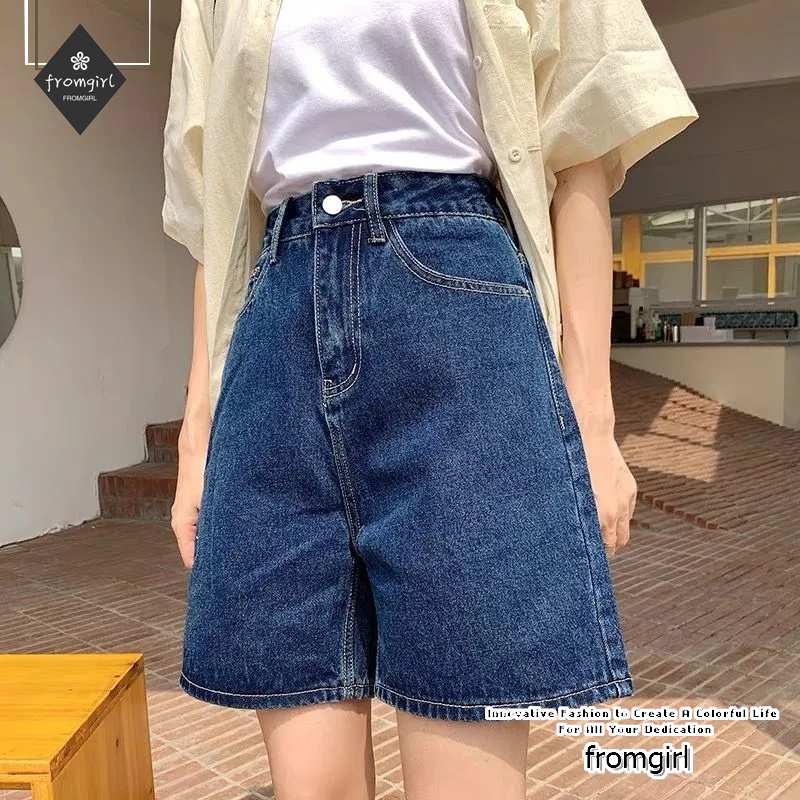 Quần Short Denim Lưng Cao Ống Rộng Thời Trang Mùa Hè Phong Cách Mới Cho Nữ