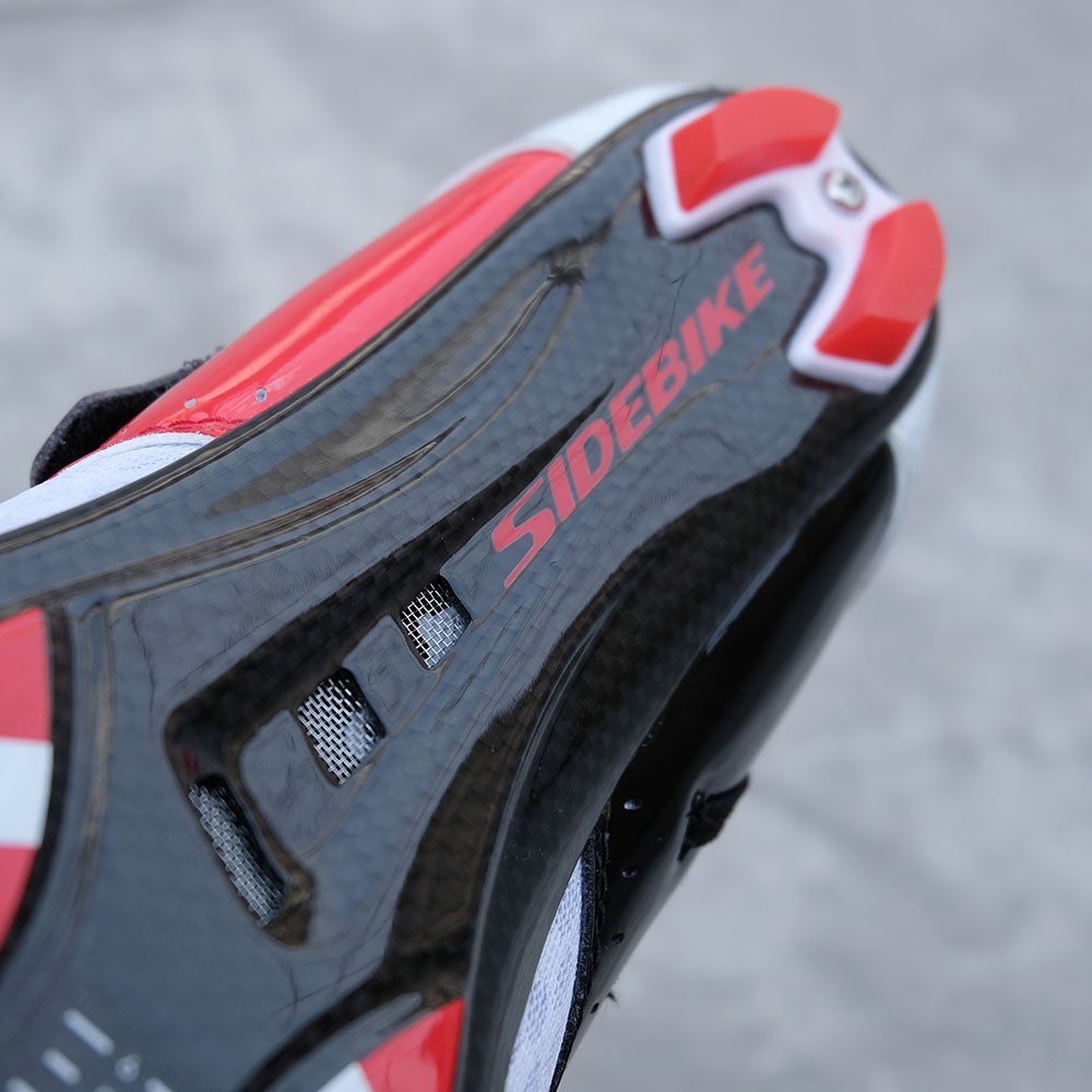 Giày can đế CARBON dòng TRIATHLON  SIDEBIKE SD-016 màu trắng đỏ
