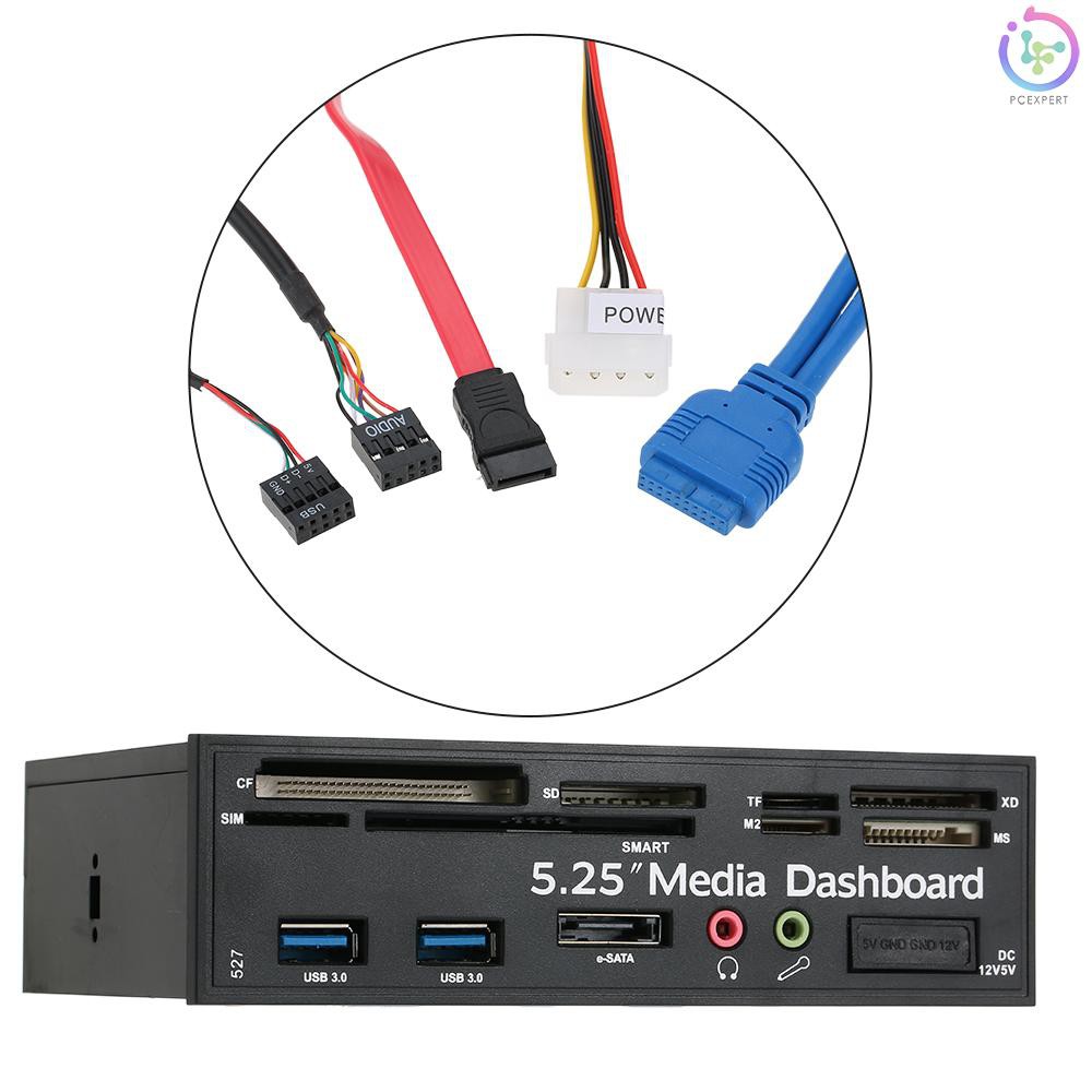 PCER♦Multi-Function USB 3.0 Hub eSATA Port Internal Card Reader PC Dashboard Media Front Panel Audio