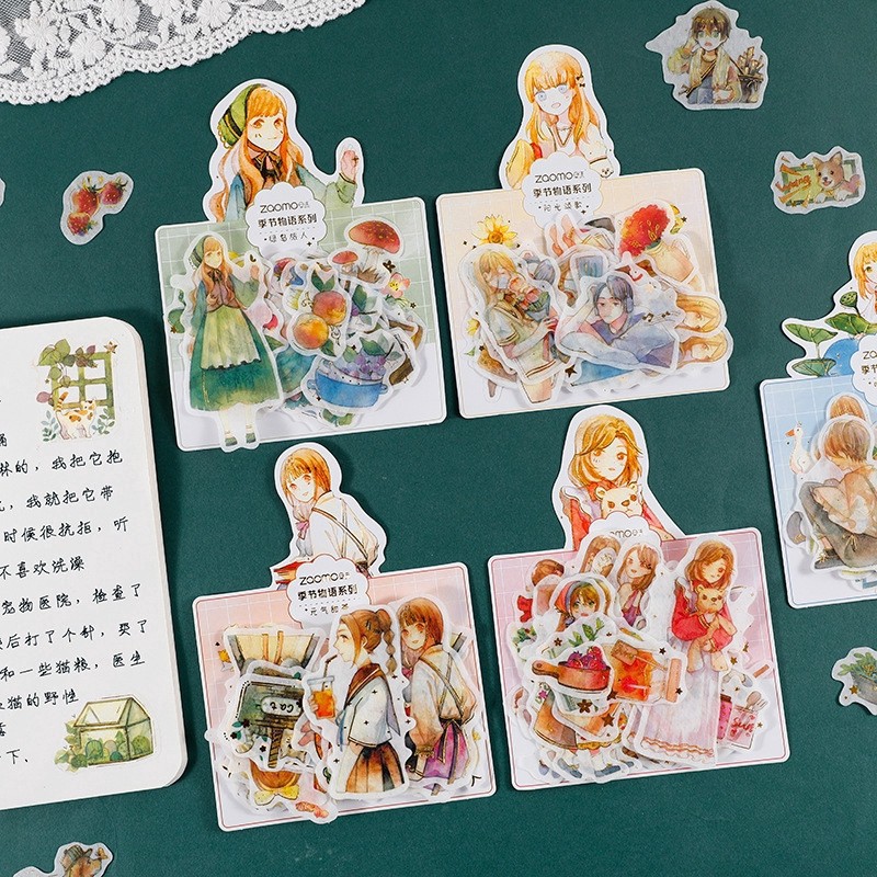 50 sticker chủ đề cô gái dễ thương trang trí đa dụng