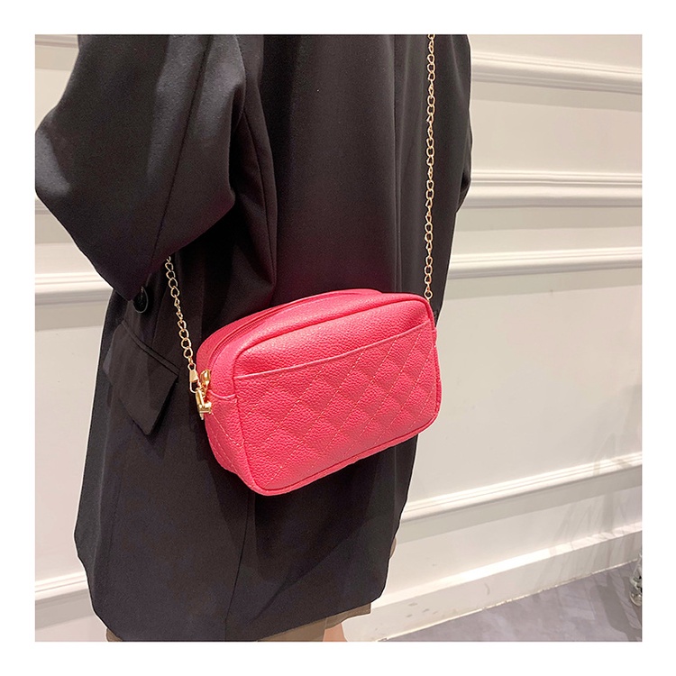 Túi Đeo Chéo Hình Vuông Nhỏ Màu Trơn Họa Tiết Hình Thoi NB00266