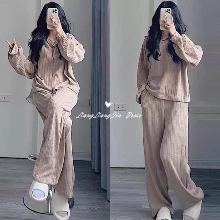 2408# Bộ Hoodie Len Gân