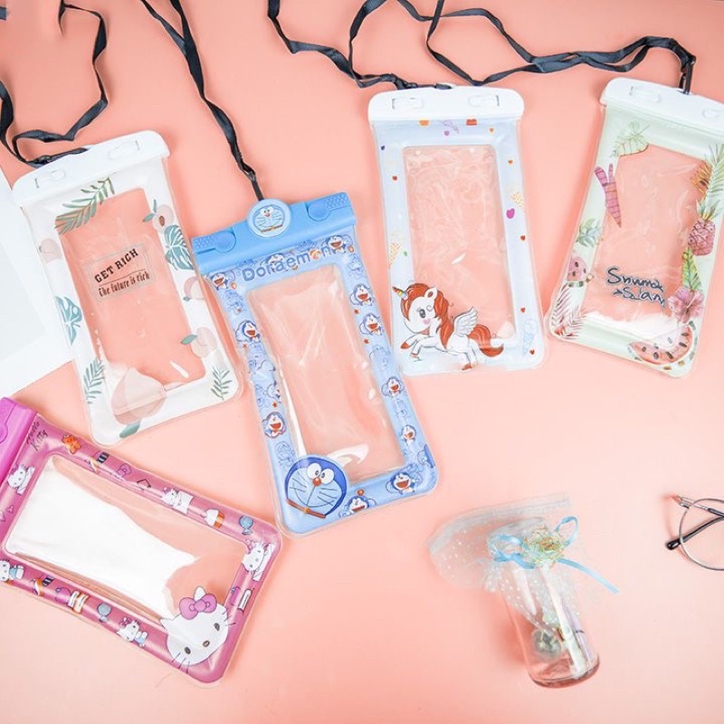 Túi Điện Thoại Chống Nước Túi Chống Thấm Nước Cho Điện Thoại Đi Biển Đi Bơi Họa Tiết Dễ Thương, Túi Chống Nước Đa Năng