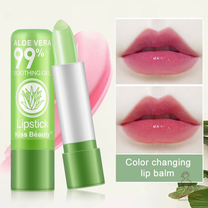 Son dưỡng ẩm nha đam tự nhiên Kiss Beauty có tính năng đổi màu môi