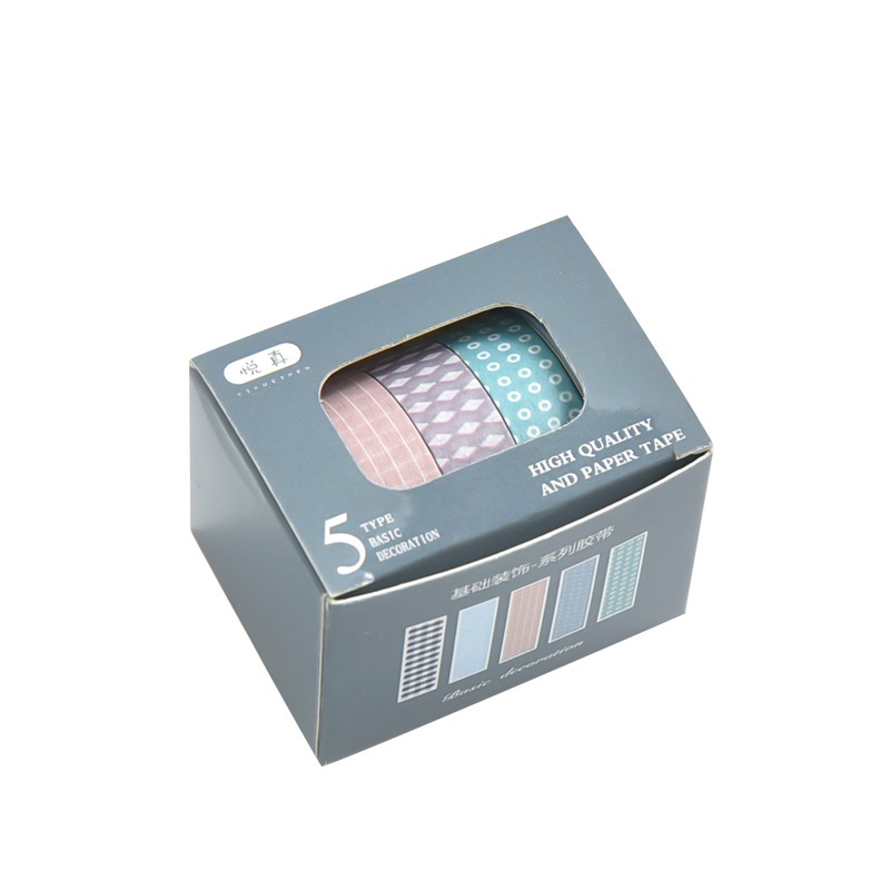Set 5 cuộn băng keo Washi nhiều màu sắc sáng tạo dùng để trang trí đa dụng