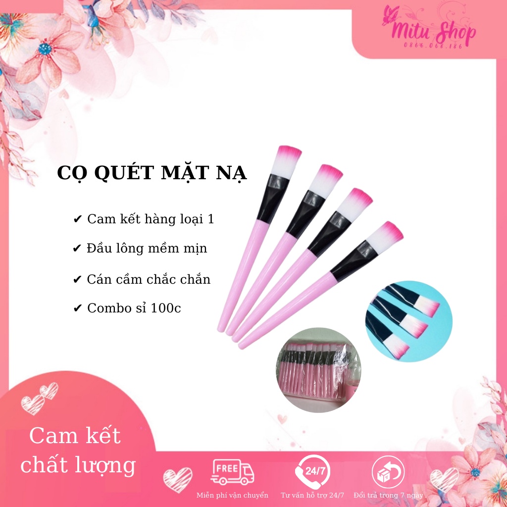 [RẺ VÔ ĐỊCH] Combo 100c cọ đắp mặt nạ cán hồng ⚡ hàng loại 1, đầu cọ mềm mịn, chắc chắn, bao đẹp