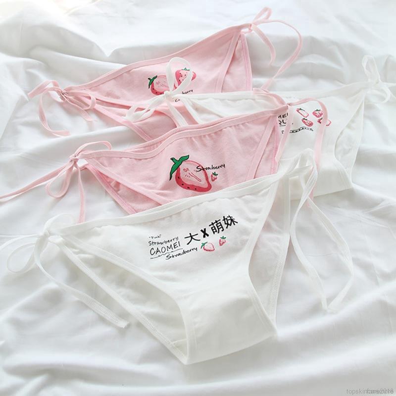 Quần Lót Cotton In Hình Trái Dâu Thời Trang Cho Nữ
