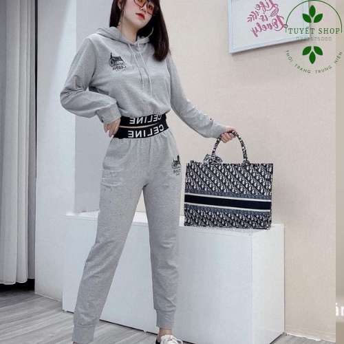 Bộ đồ thể thao chất cotton cao cấp mùa thu và mùa đông 2021 thời trang Hàn Quốc